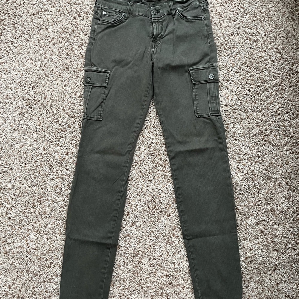 7 For All Mankind Olive Skinny Cargo Jeans